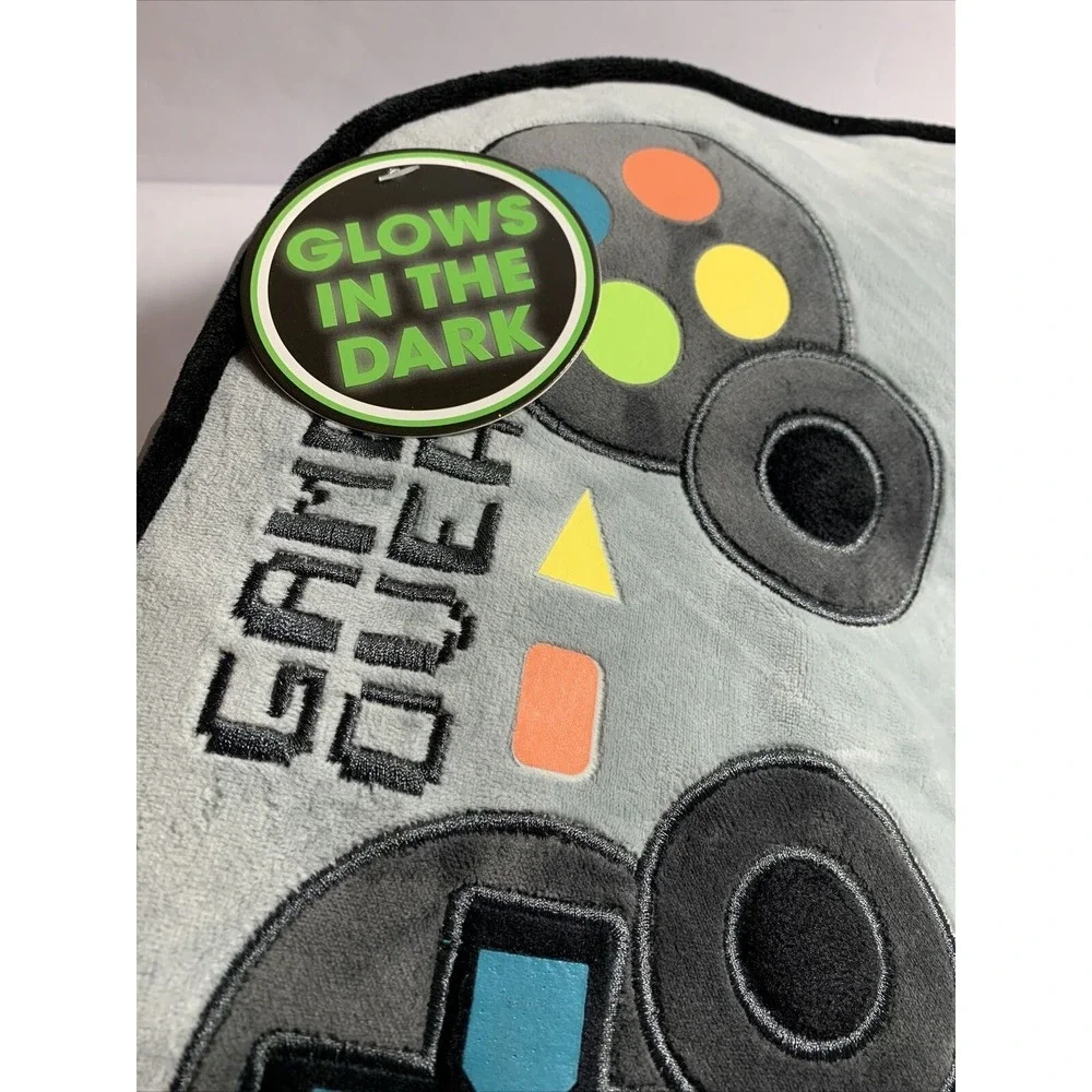 Video Game Controller Plush Pillow Kids Grey New Glow In‎ The Dark